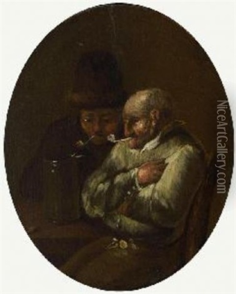 Rauchende Bauern Oil Painting - Egbert van Heemskerck the Elder