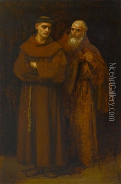 Zwei Franziskanermonche Oil Painting - Franz Seraph von Lenbach