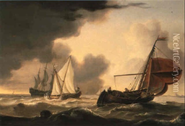 Shipping On A Swell Oil Painting - Charles Martin Powell