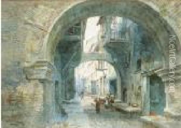 Il Ghetto Di Roma Oil Painting - Alfred Leymann