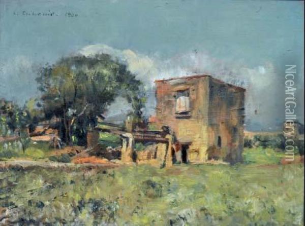 Casolare Di Campagna Oil Painting - Luigi Crisconio