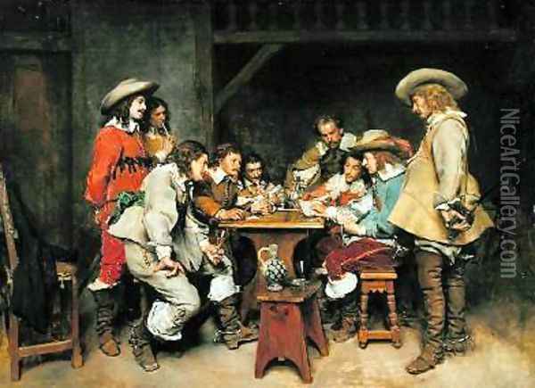Innocents and Card Sharpers A Game of Piquet 1861 Oil Painting - Meissonier, Jean-Louis Ernest