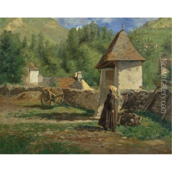 A Gedres (basses Pyrennees) Oil Painting - Henri Stanislaus Rouart