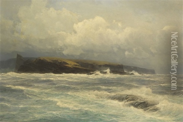 Blick Auf Die Cliffs Of Moher, Irland Oil Painting - Carl Wilhelm Hugo Schnars-Alquist