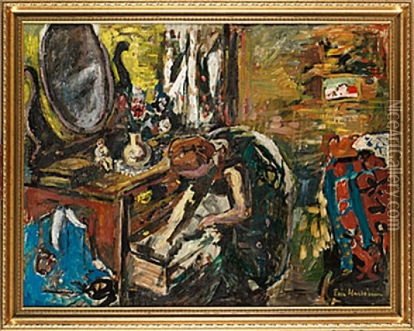 Kvinna Vid Byra Oil Painting - Eric C. Hallstroem