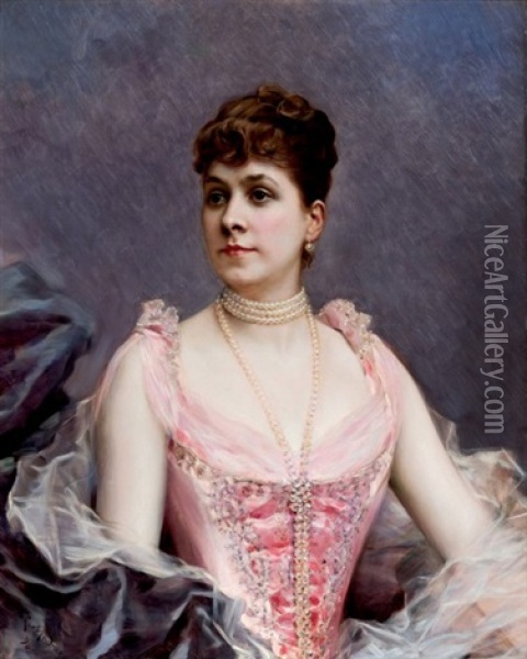 La Esposa Del Pintor Oil Painting - Raimundo de Madrazo y Garreta