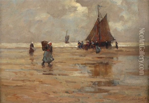 On The Dutch Coast Oil Painting - Terrick Williams