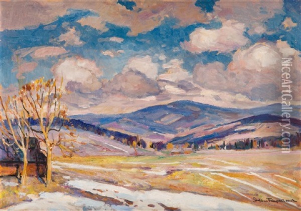 Early Spring In The Mountains Oil Painting - Stefan Filipkiewicz