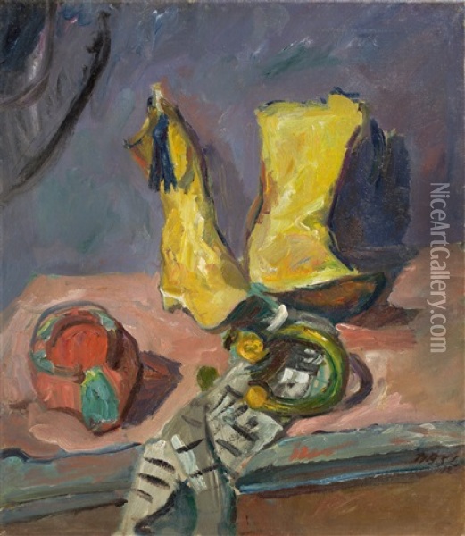 Stilleben Mit Gelben Stiefeln Oil Painting - Max Beckmann