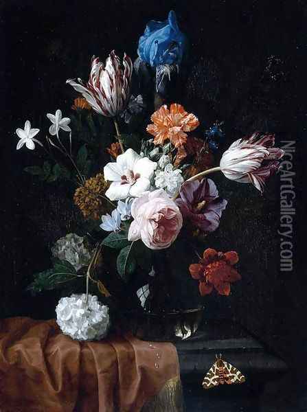 Flower Still-Life 1675-80 Oil Painting - Nicolaes van Veerendael