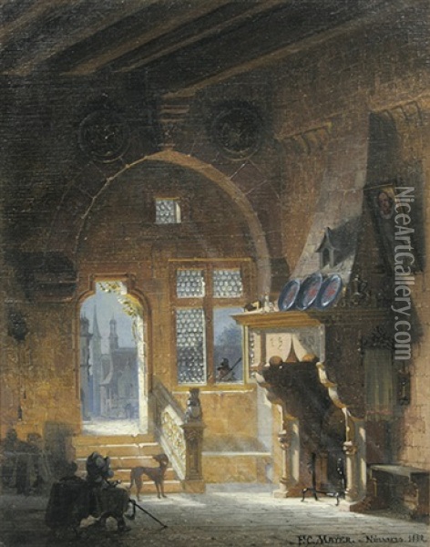 Blick In Das Heiliggeistspital Zu Goslar Oil Painting - Friedrich Carl Mayer