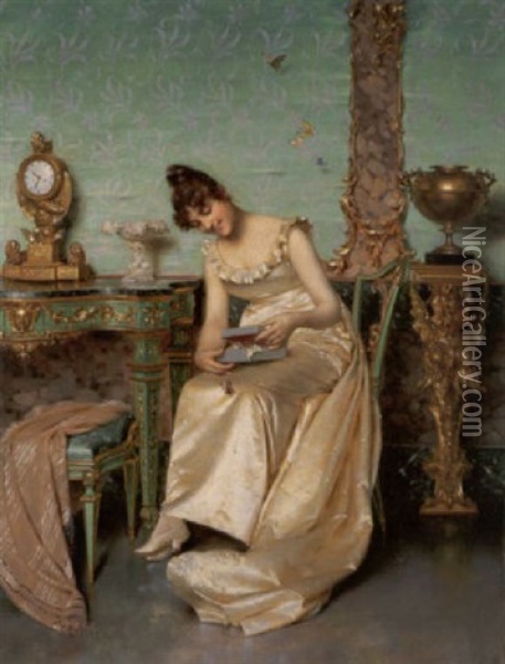 The Butterfly Collector Oil Painting - Vittorio Reggianini