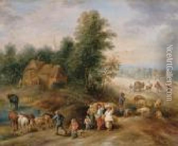 Peasants Returning From The Harvest Oil Painting - Theobald Michau