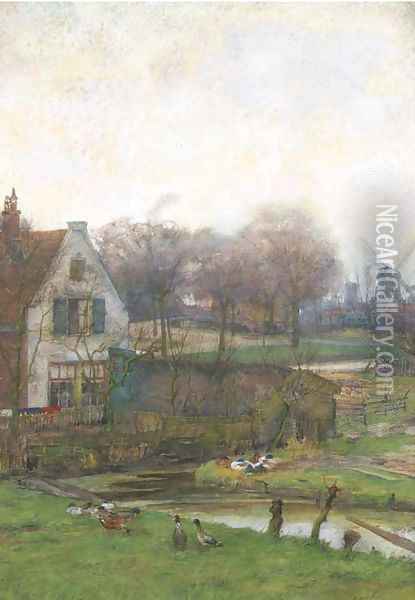 On the outskirts of a town Oil Painting - Jan Hillebrand Wijsmuller