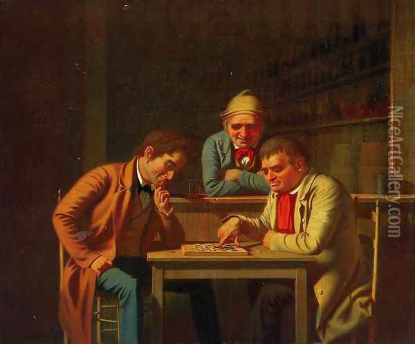 The Checker Players Oil Painting - George Caleb Bingham