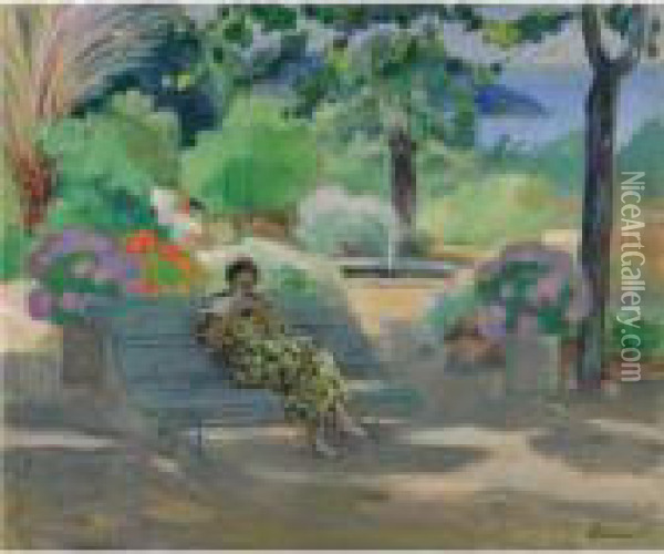 Le Pradet, Jeune Fille A La Colombe Oil Painting - Henri Lebasque