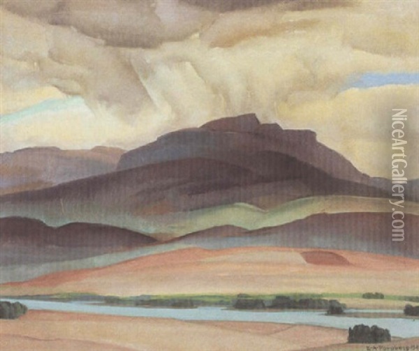 A Colorful Landscape Oil Painting - Elmer A. Forsberg