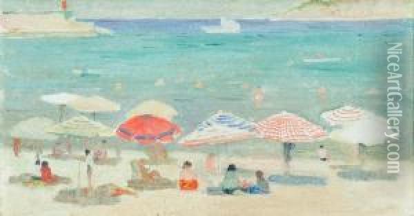 Spiaggia Con Ombrelloni Oil Painting - Christian Snyders