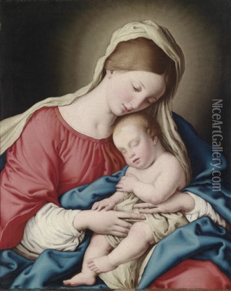 Madonna Mit Dem Schlafenden Kind Oil Painting - Giovanni Battista Salvi (Il Sassoferrato)