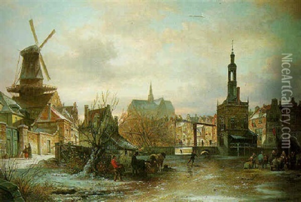 A View Of Dordrecht Oil Painting - Elias Pieter van Bommel