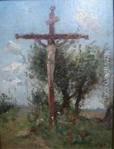 Christ En Croix Oil Painting - Louis-Aime Japy