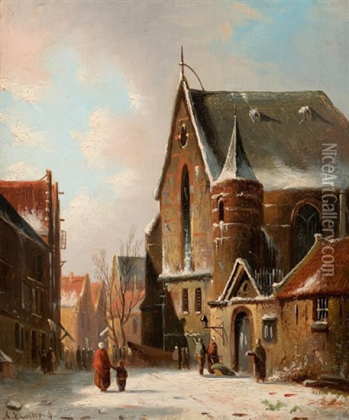 Dorfstrase In Holland Oil Painting - Adrianus Eversen