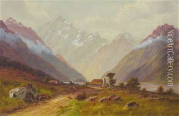 Mt Avalanche, Matukituki River, Otago Oil Painting - Lawrence William Wilson
