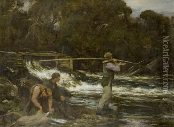 The Shoulder Net Kirkcudbright Oil Painting - William Stewart MacGeorge
