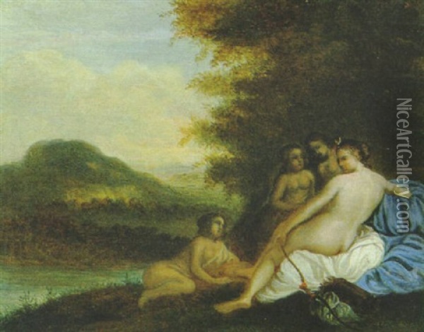 Diana Mit Ihren Nymphen An Einem Flusufer Ruhend Oil Painting - Pieter Hendrickx Spykerman