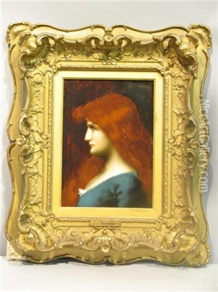 Portrait Of A Woman With Red Hair Oil Painting - Jean Jacques Henner