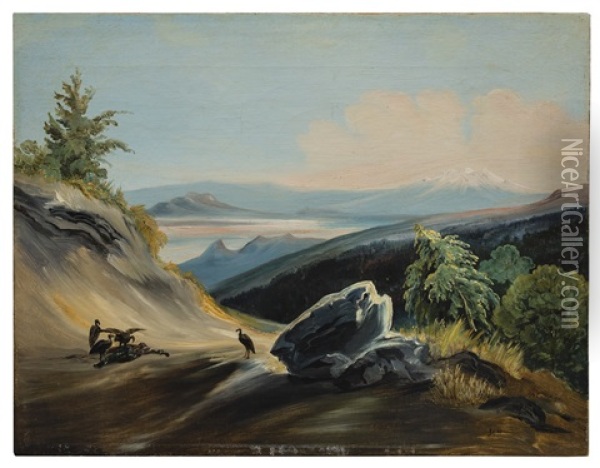 Paisaje De Sendero Con El Iztaccihuatl En La Lejania Oil Painting - Johann Moritz Rugendas