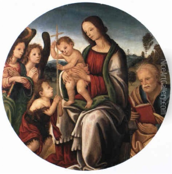 Madonna Mit Christus Und Johannesknabe Oil Painting - Filippo (Filippino) Lippi