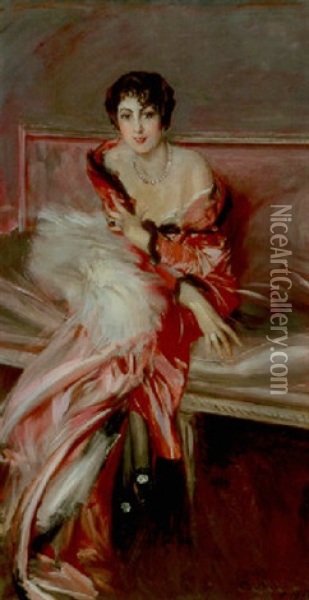 Portrait Of Madame Juillard Oil Painting - Giovanni Boldini