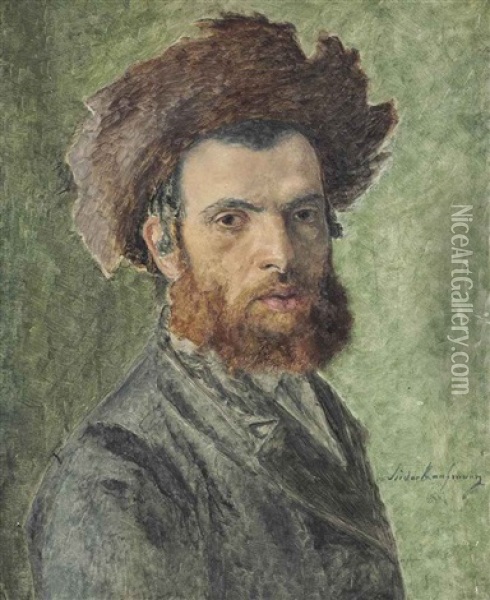 Portrait Of A Young Hasidic Jew Oil Painting - Isidor Kaufmann