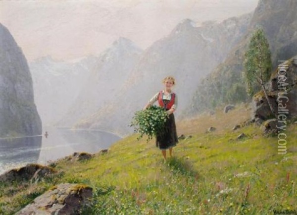 Grensanking Ved Fjorden Oil Painting - Hans Dahl