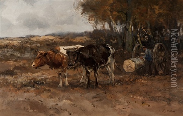 The Transport Of A Tree Trunk Oil Painting - Willem George Frederik Jansen