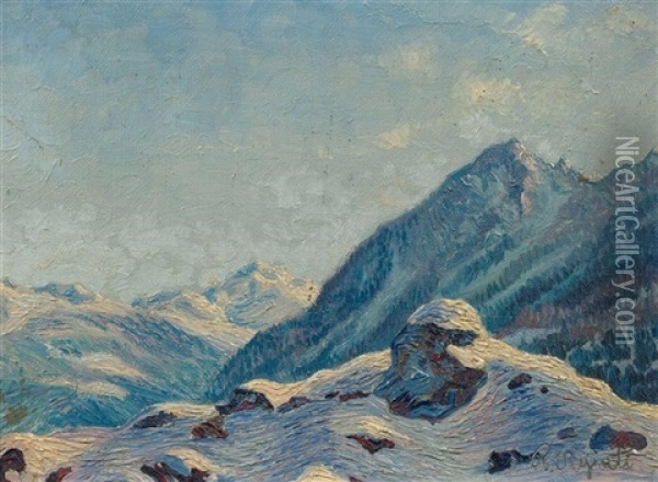 Sonnentag In Graubunden Oil Painting - Rodolfo Olgiati