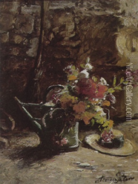 Blumen In Einer Giesskanne Oil Painting - Anna Peters