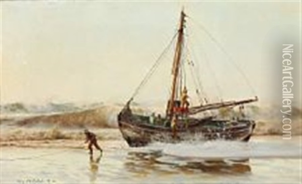 En Stranding Paa Jyllands Vestkyst Oil Painting - Christian Ferdinand Andreas Molsted