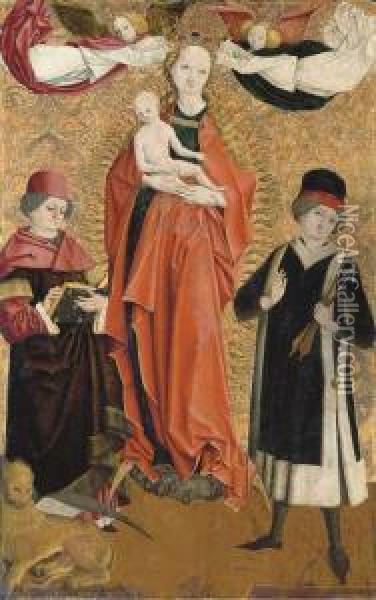 The Virgin Of The Immaculate Conception With Saint Mark And Saint Sebastian Oil Painting - The Master Of Grossgmain