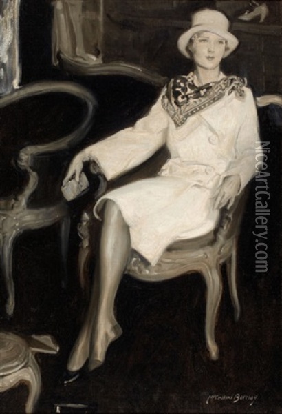 Well Dressed Lady In A Chair Oil Painting - Mcclelland Barclay