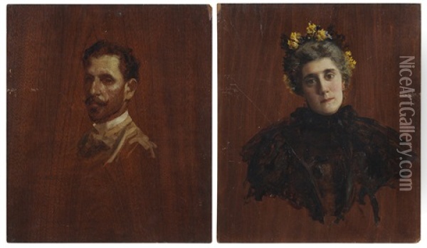 Pair Of Portraits Oil Painting - Charles Frederick Neagele