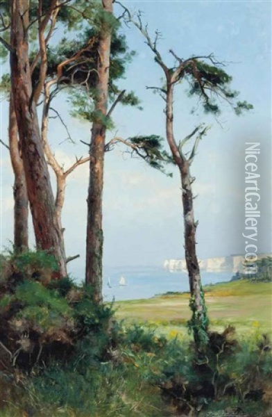 Old Harry Rocks, Dorset Oil Painting - Frederick (William Newton) Whitehead