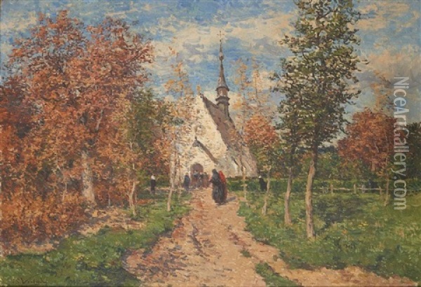 Reunion A La Chapelle Dans Les Bois Oil Painting - Isidoor Verheyden