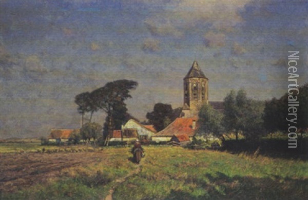 Sommerliche Dorfansicht Oil Painting - Eugen Kampf