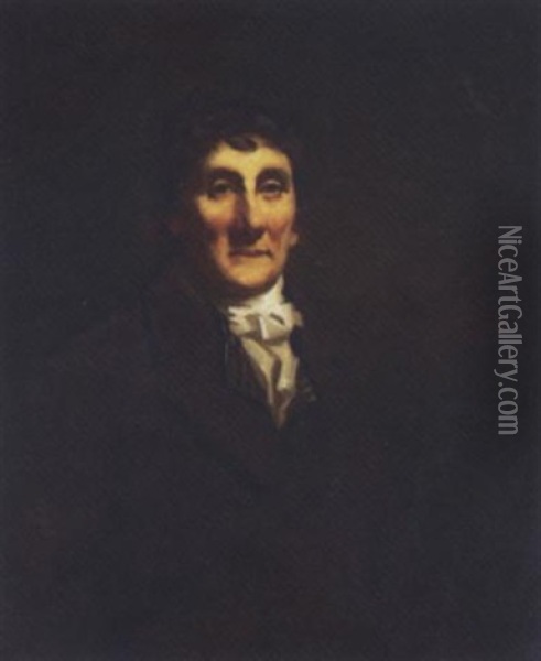 Portrait Of A Gentleman, Formerly Identified As Henry Mackenzie Esq., In A Brown Coat And White Cravatte Oil Painting - Sir Henry Raeburn