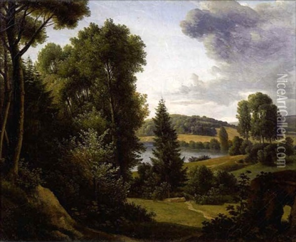 L'etang De Ville D'avray Oil Painting - Alexandre Hyacinthe Dunouy