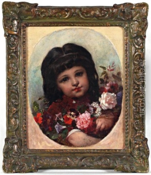 Jeune Fille Au Bouquet De Fleurs Oil Painting - Pierre Louis de Coninck