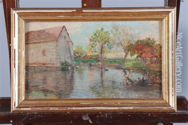 Paysage Au Point D'eau Oil Painting - Charles De Meixmoron De Dombasle