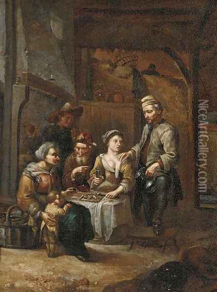 A Dutch family in a tavern Oil Painting - Dutch School